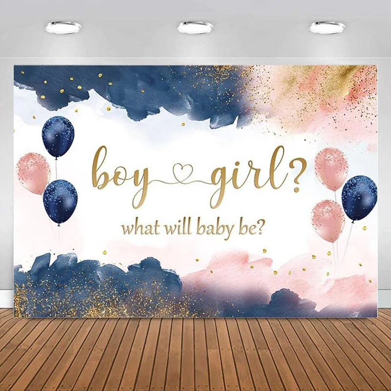 

Navy Blue Blush Pink Gender Reveal Backdrop Boy Or Girl He Or She Photography Background Party Decorations Banner Photo Props