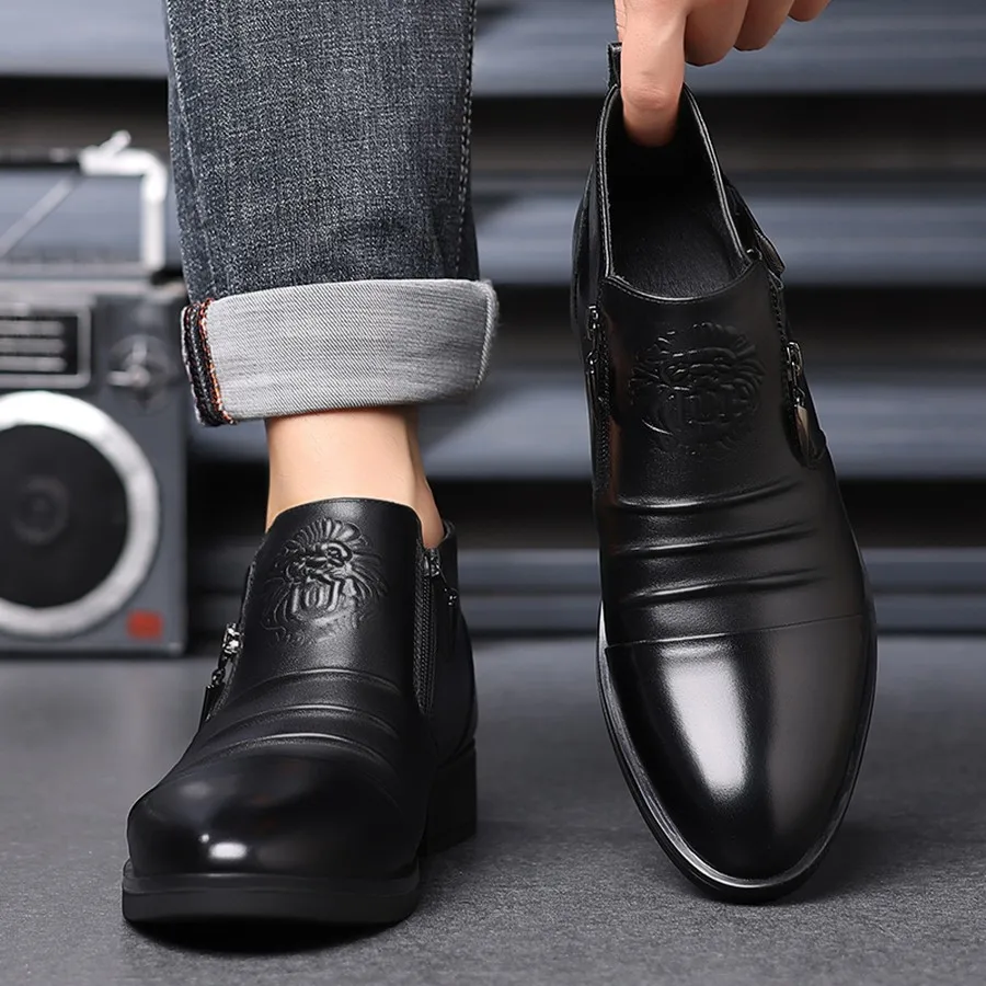 Herren Chelsea Boots in Übergröße, mit seitlichem Reißverschluss, runder Zehenpartie, lässige Stiefeletten für den Alltag und Winteranlässe – Detail 13