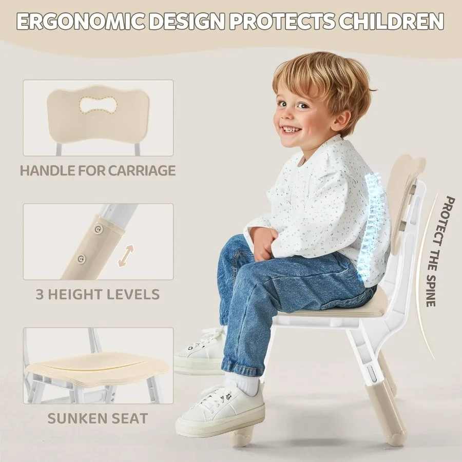 Set di sedie da tavolo regolabili per età 38 31,5x23,6 Tavolo da attività EasyClean con finitura durevole in legno naturale incontra ASTM CPSC Safe