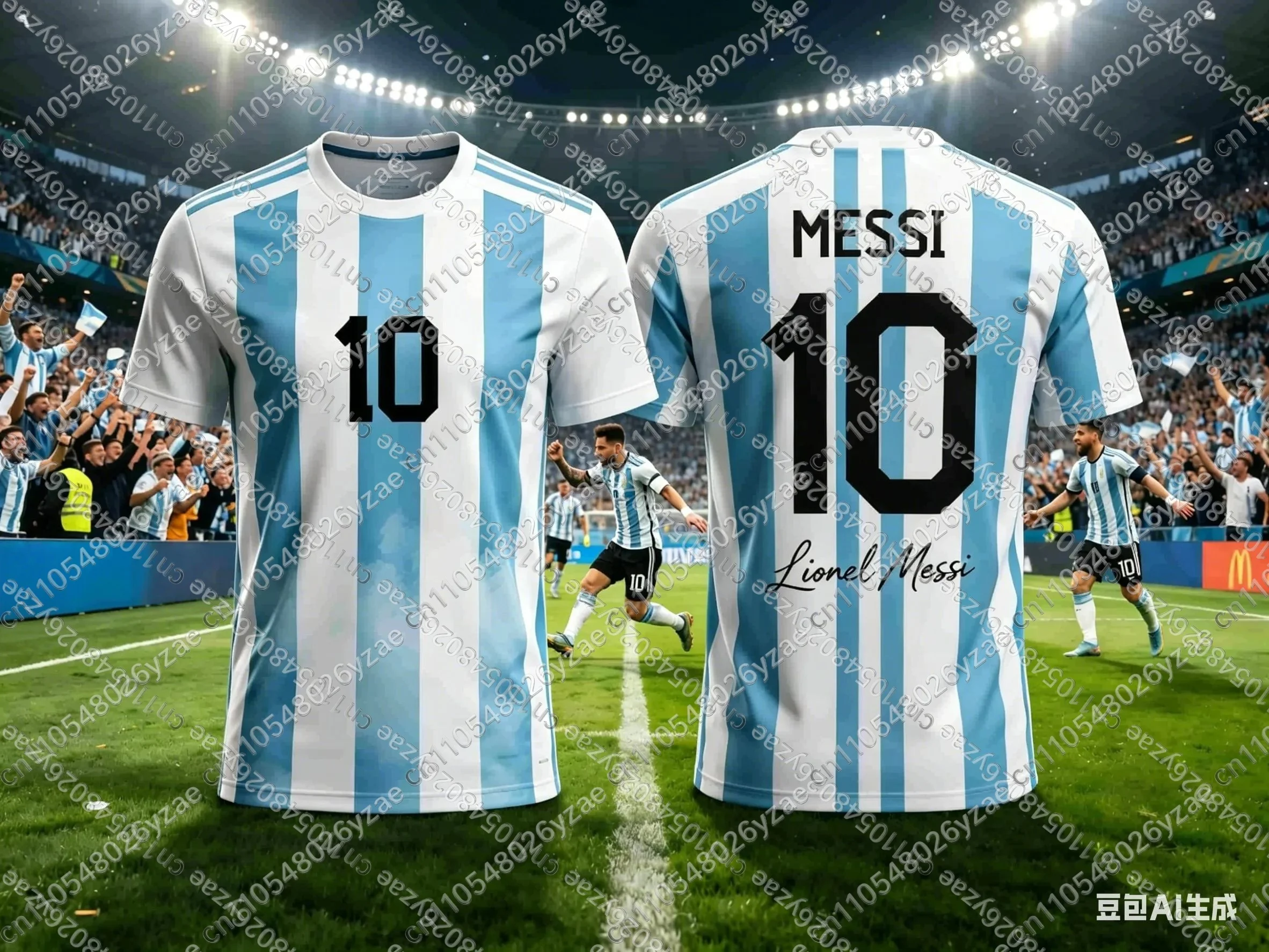 New Messi Style Summer 3D Printable Kid's Clothing Football Shirt T-shirt Quick-drying Comfortable Suitable for Daily Wearing
