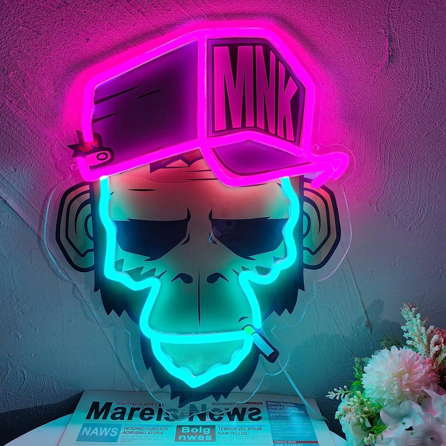 Cool Monkey with Hat Neon Sign LED Wall Art for Home Bar Gaming Room Decor Urban Street Style Animal Lighting Unique Gift