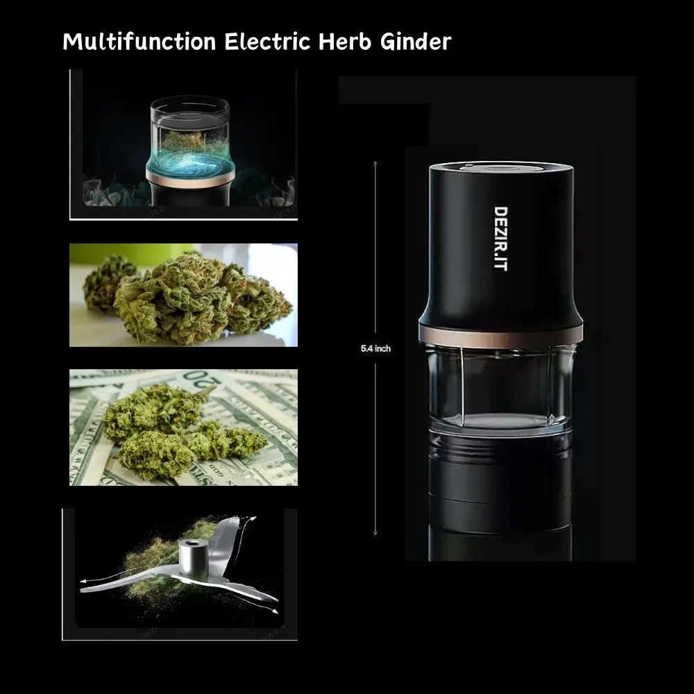 DEZIR.IT SMOKESHOP Newest LTQ Mini Electric Dry Herb Grass Grinder Four Styles High Speed Herbal Tobacco Crusher Gadgets for Men