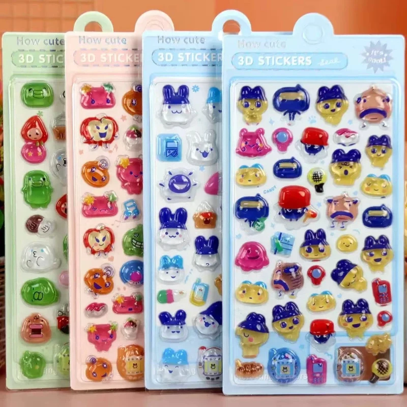 

Симпатичные аниме-наклейки Tamagotchi 3D с кристаллическим рельефом, подходят для рукоделия, украшения компьютера, бутылки для воды, подарок на день рождения для девочки в стиле кавай.
