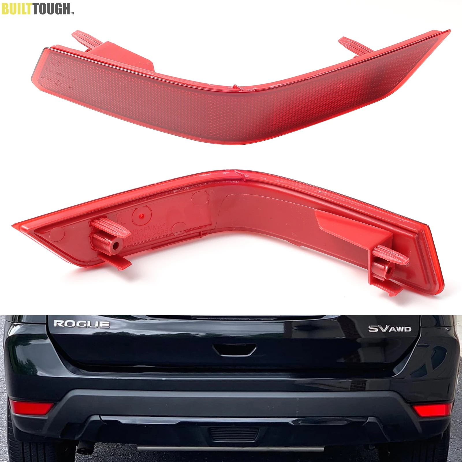 Car Rear Bumper Fog Lamp Tail Brake Reflector Left & Right Side 2pc For Nissan X-Trail T32 2017 2018 2019 2020 Rogue X Trail T32