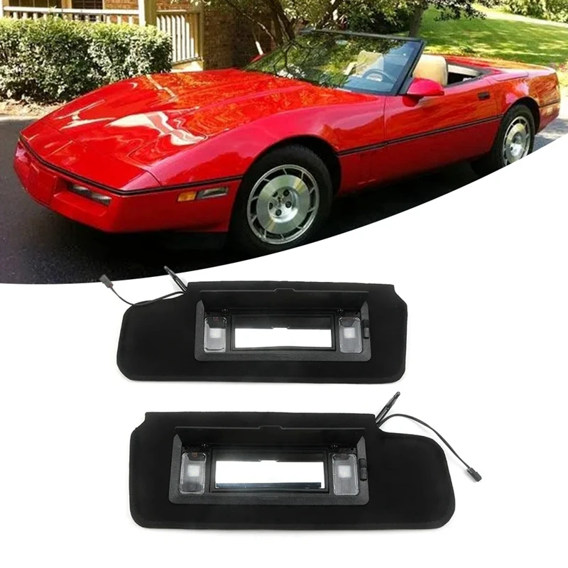 

1Pair Car Sun Visors Shades W/LED Light 12459827 14081826 For Chevrolet Corvette C4 1984-1996 Sunvisors Vanity Mirror