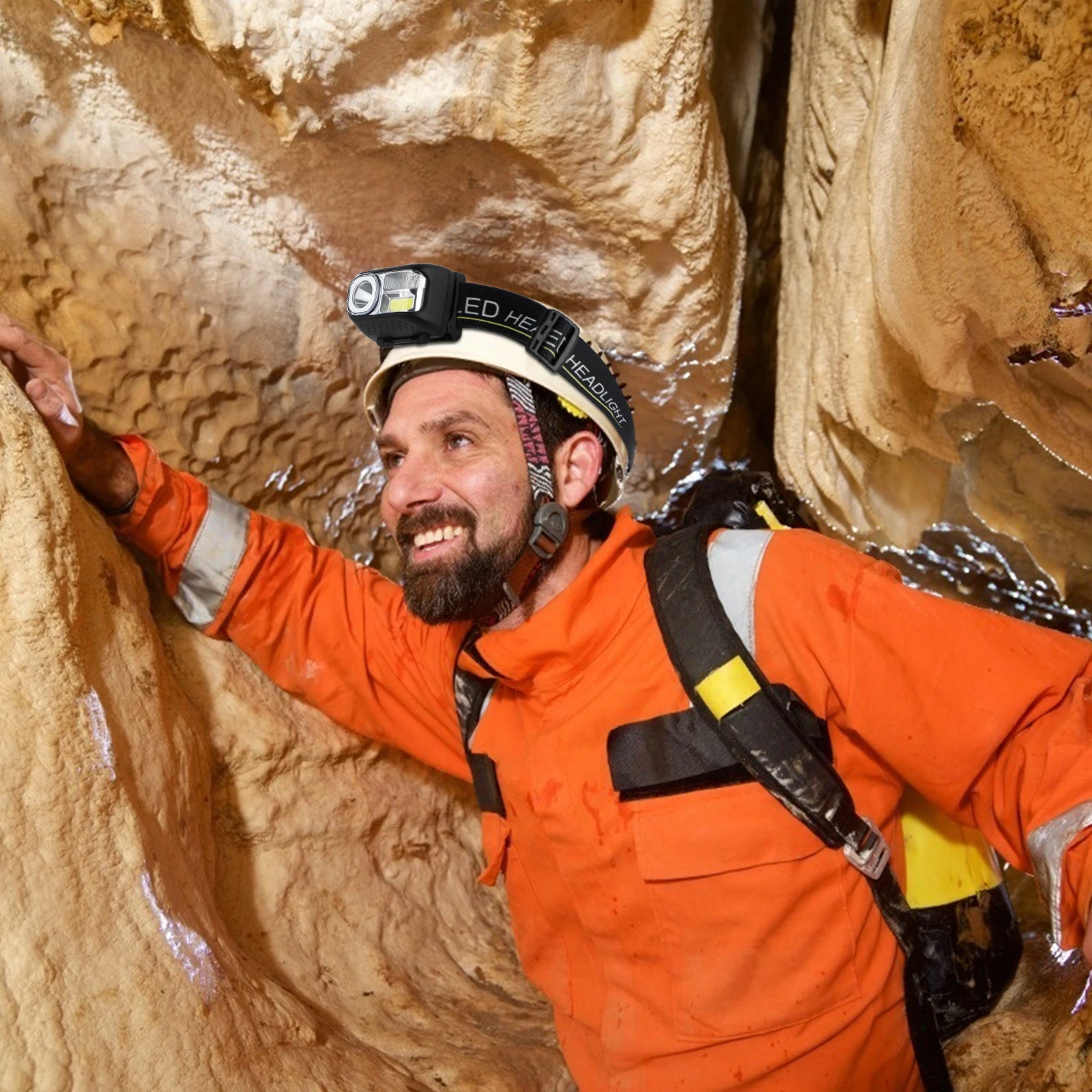 

Led Rechargeable Outdoor Headlamp Usb Charging Sensor Light For Camping Hiking Fishing Riding Climbing Night Torch