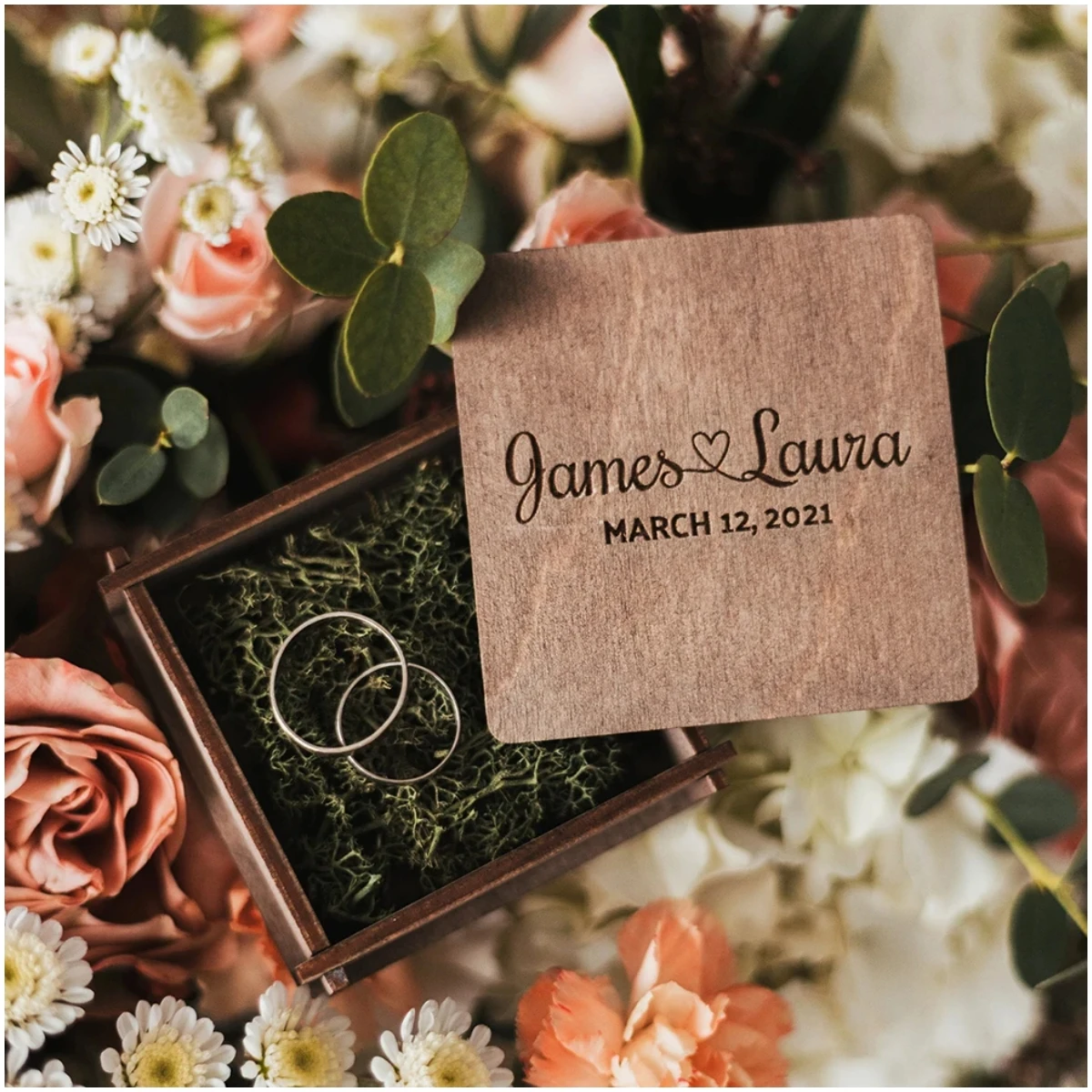 개성있는 독특한 나무 약혼 반지 상자, 소박한 보호 결혼 예식 반지 베어링, 프로포즈 박스, 남성용 보석 상자