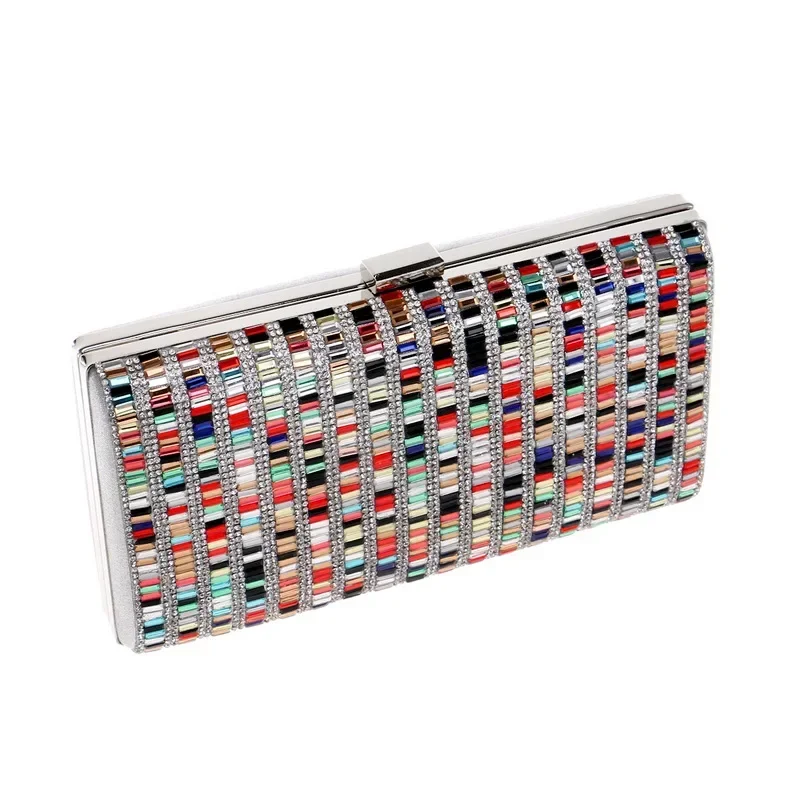 Colorful Diamonds Evening Bags Women Wedding Party Glitter Sequined Clutch Purse  Mother of Bride Elegant Square Handbags