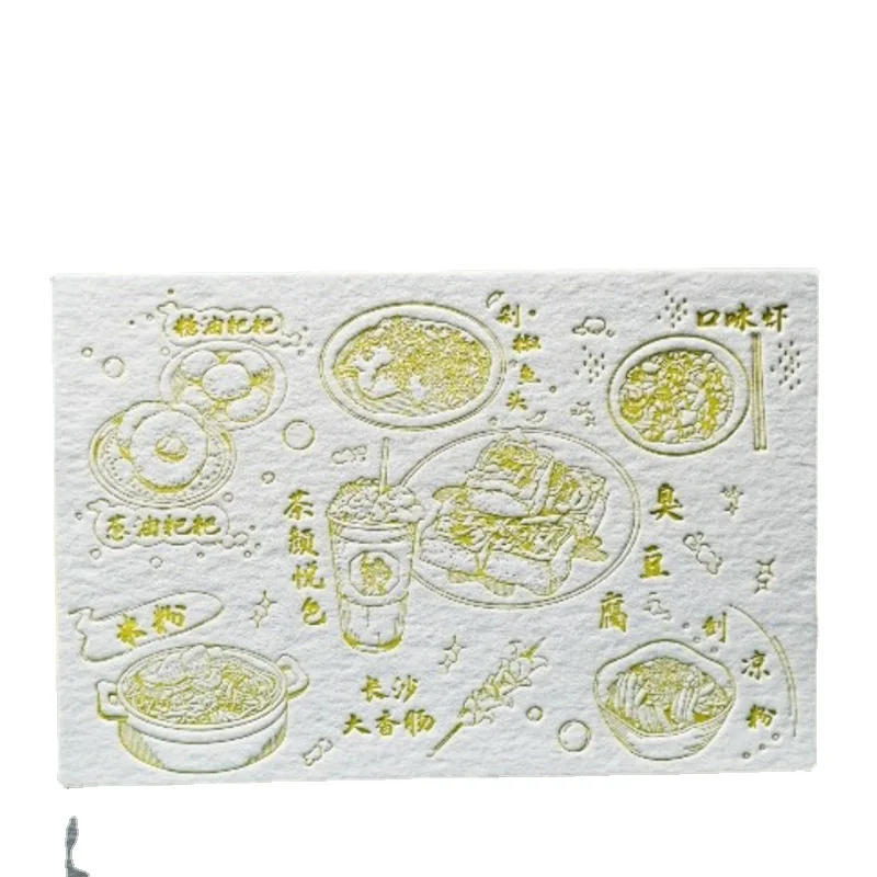 Customized Retro Cotton Paper Embossed Printing Postcard Custom Cultural and Travel Movie Peripheral Comm