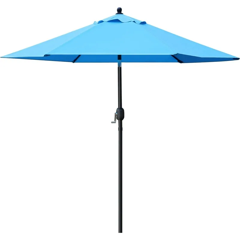 7.5' Patio Umbrella Outdoor Table Market Umbrella with Push Button Tilt/Crank, 6 Ribs