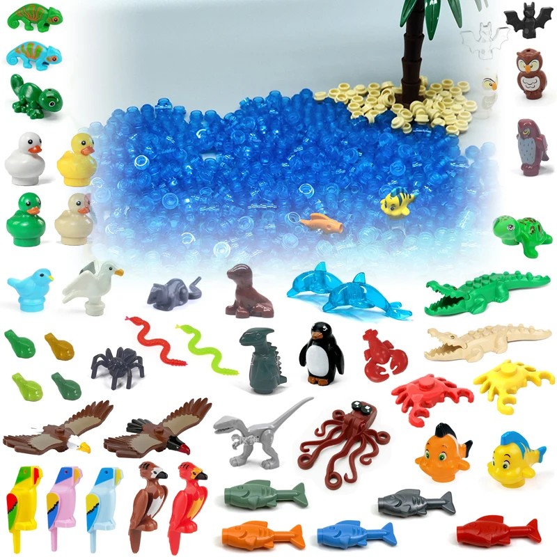 Jungle Ocean Animal Parts Compatible With LEGO Building Blocks Farm Bricks Toys Dinosaur Owl Snake Eagle Spider Fish