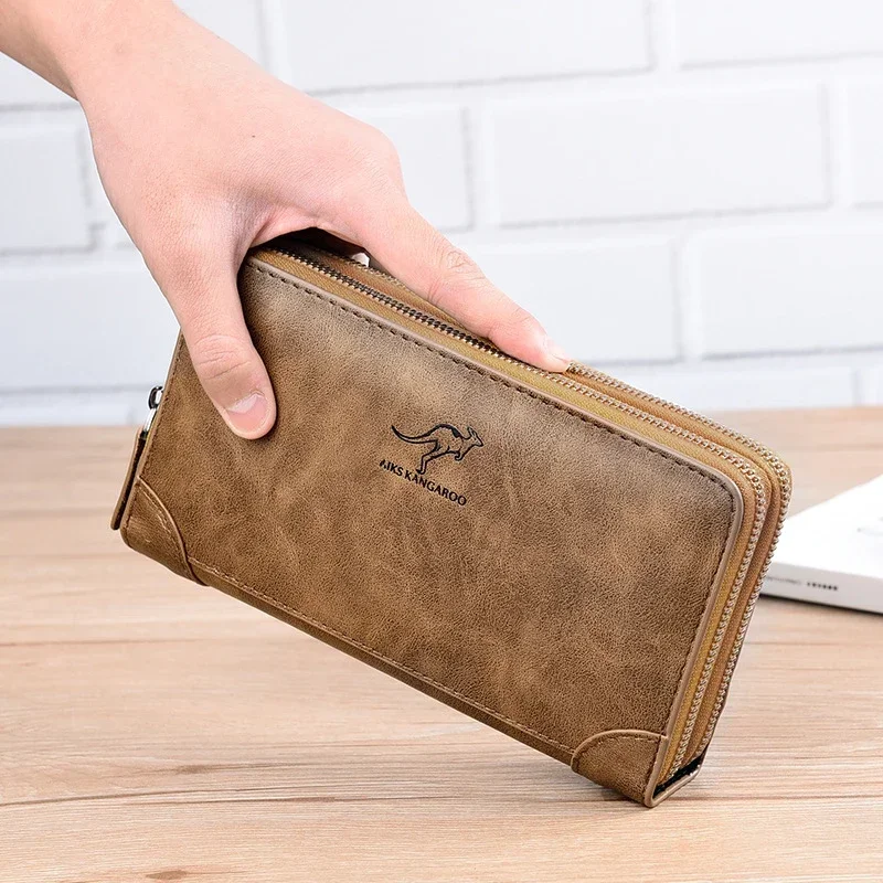 Luxury Designer Men's Wallet Zipper Long Fold Billfold for Men RFID Card Holder Purse PU Leather Wallets Handbag Male Gifts