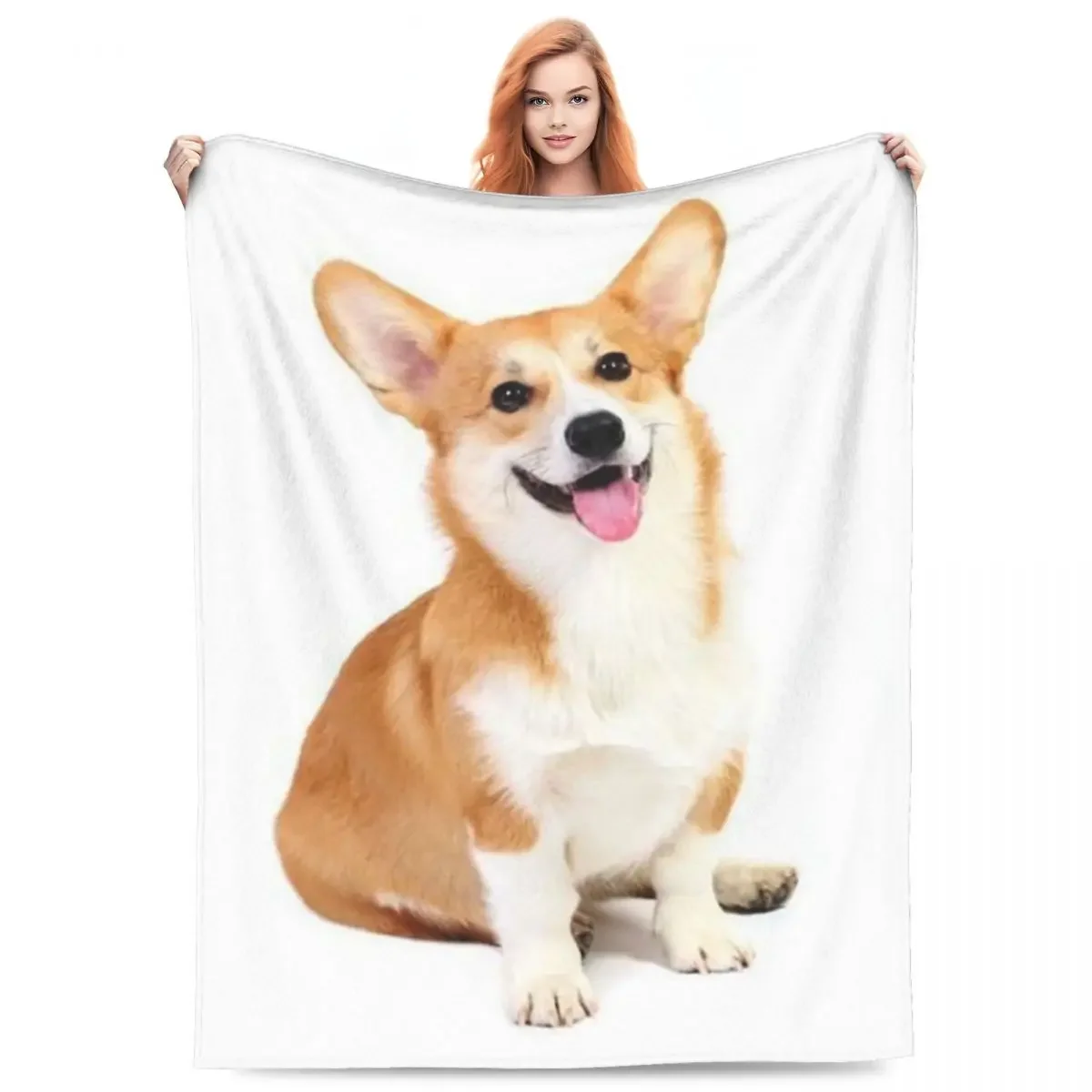 

Super Warm Blanket Travel Office Corgi Throw Blanket Cute Dog Flannel Bedspread Couch Chair Novelty Sofa Bed Cover