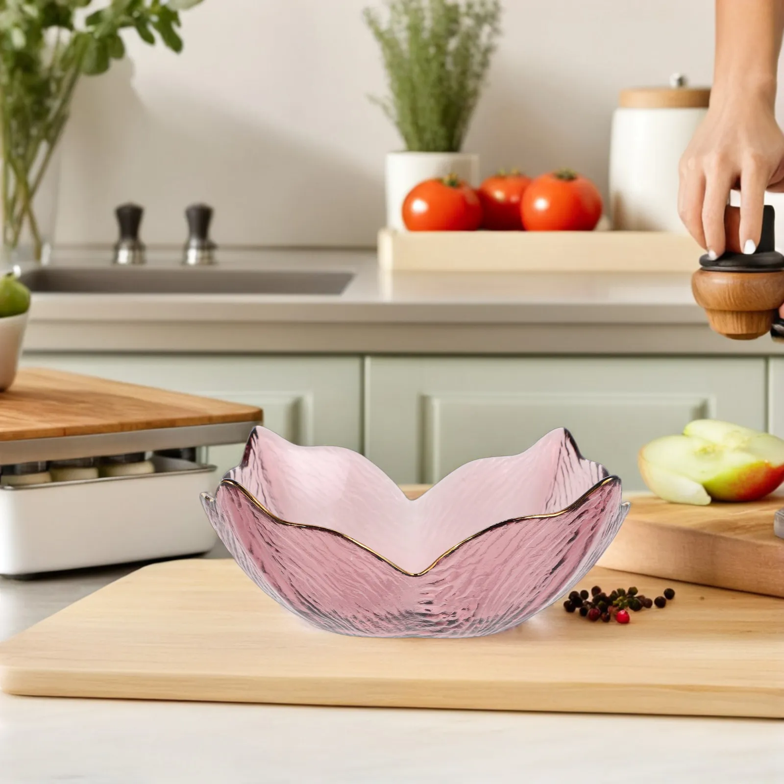 

Creative Irregular Glass Bowl Lily Shape Multi-Purpose Serving Salad Fruit Dessert Decorative Serving Bowl for Kitchen Holidays