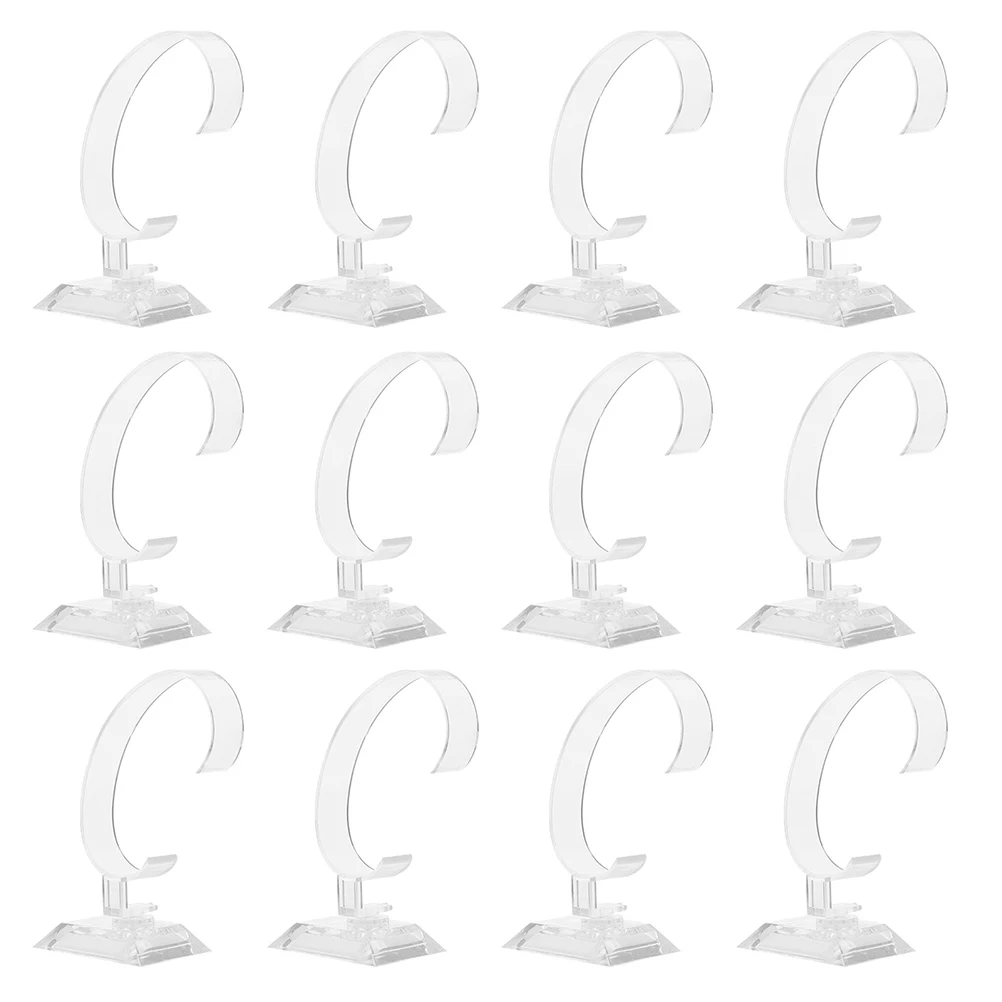

12pcs Watch Display Stand Clear Plastic C-shaped Holder for Men Women Storage Rack Showcases Jewelry Packaging Display Tools