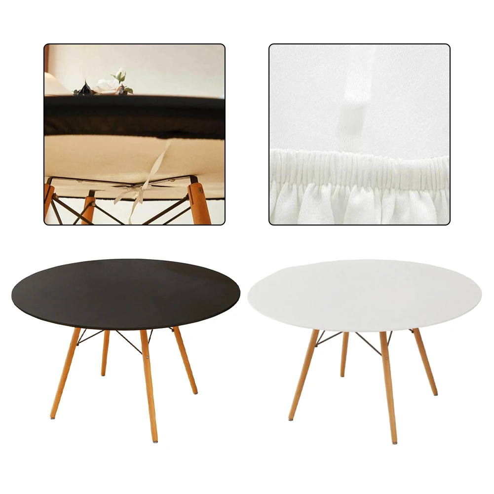 غطاء طاولة مستدير مرن غير قابل للانزلاق وقابل للتمدد من نسيج مضاد للتسرب مناسب للحفلات