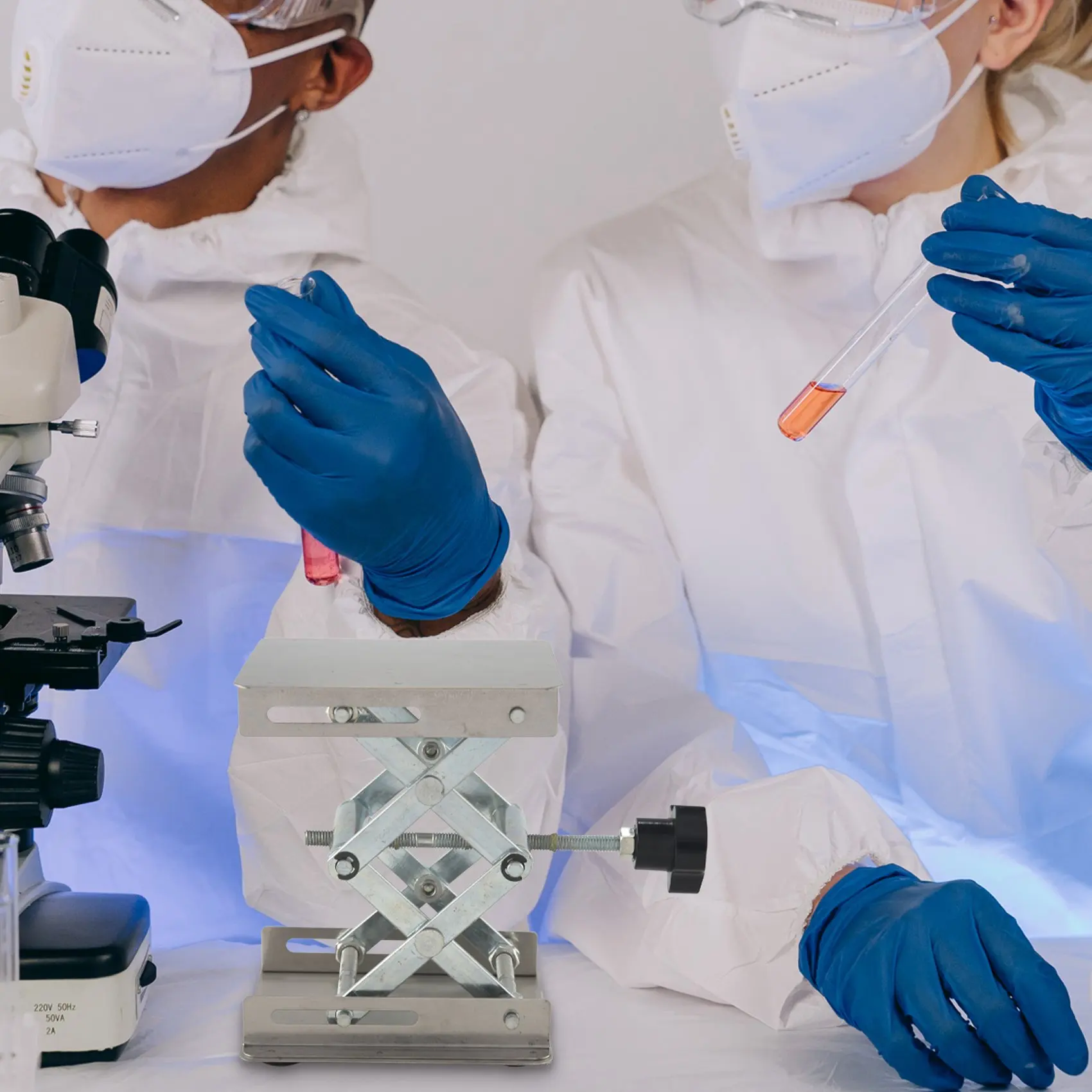 A22I Scientific Lab Jack-100 x 100 mm roestvrijstalen laboratoriumstandaard tafelrek schaar laboratoriumlift lifter voor wetenschappelijk experiment