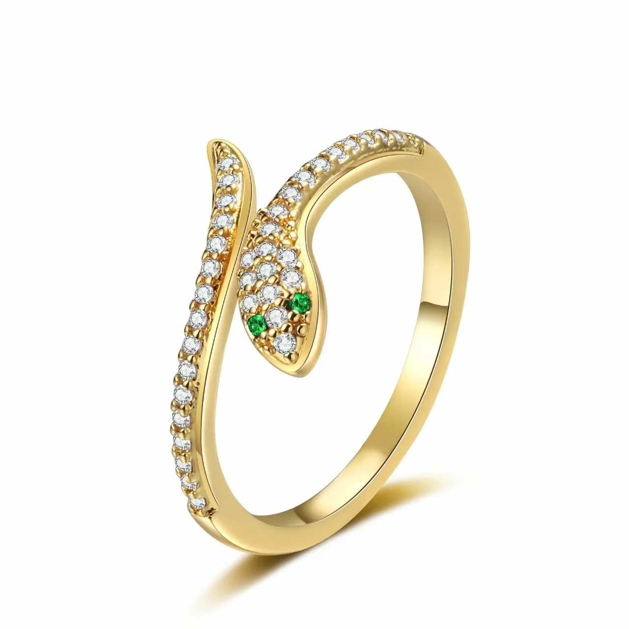 Geometric Inlaid Shiny Zircon Cute Snake Ring Women's Gold Plated Open Party Accessories Jewelry Gift