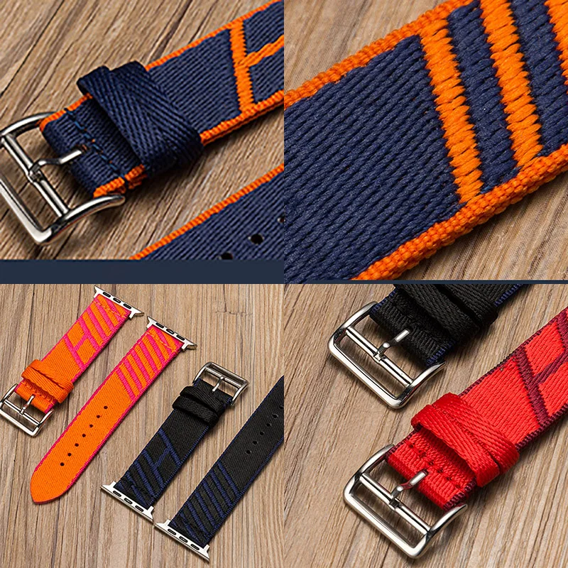 مع شعار الفرقة لساعة أبل 10 46 مللي متر 42 مللي متر الترا 2 49 مللي متر النايلون حلقة حزام ل Iwatch 9 8 7 SE 38/40/41 مللي متر الأعمال معصمه