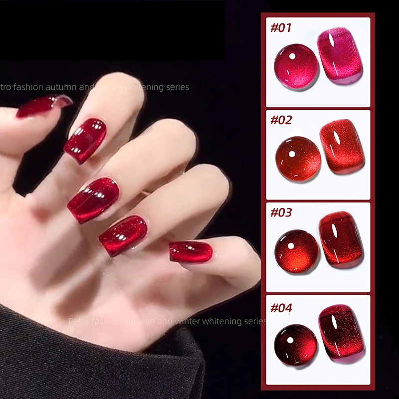 Nail Ruby Cat Eye Nail Polish Glue 2023 New Autumn And Winter Show White Cherry New Year Ruby Stone Wholesale