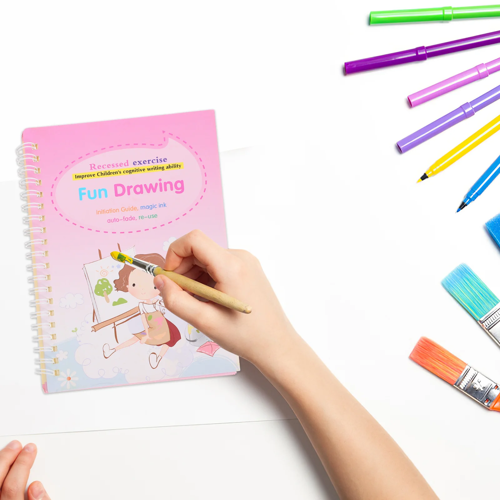

1 set 1 Set Handwriting Practice Book English Writing Groove Copybook Preschool Calligraphy Exercise Board With Pen Refill