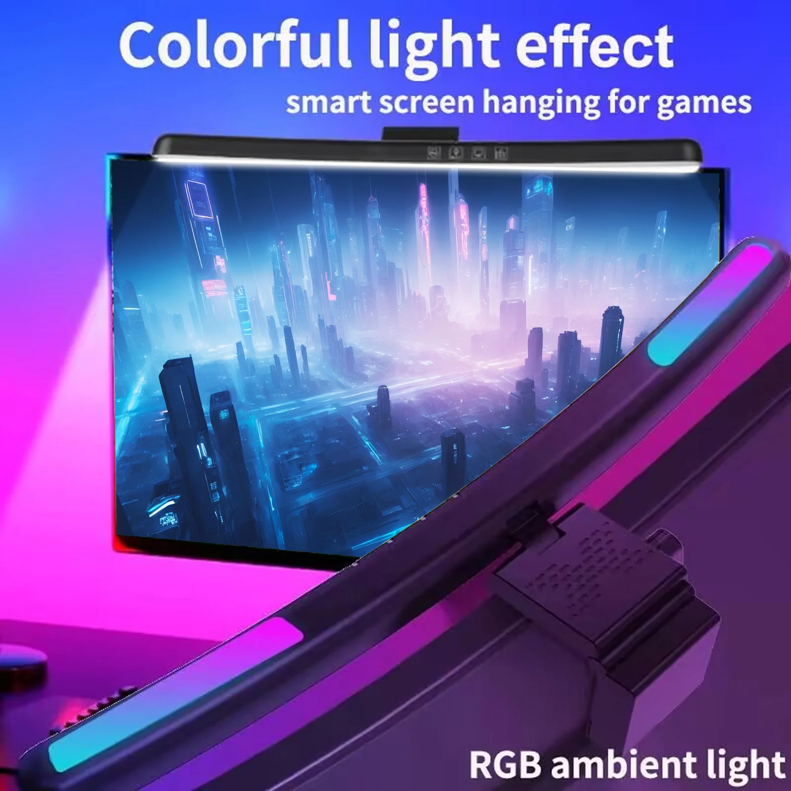 

RGB Curved Screen Monitor Light Bar USB Stepless Dimming Screen Hanging Light Atmosphere LED Laptop Table Lamp Light Bar Monitor