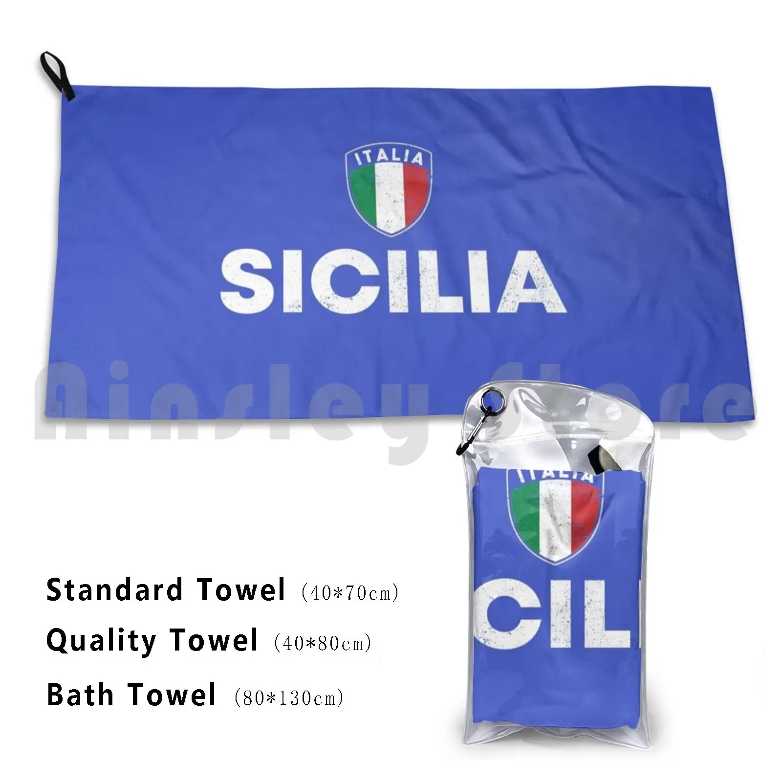 Sicilia Pride Sicilian Siciliano Heritage Custom Towel Bath Towel Italia Italy Italian Italian