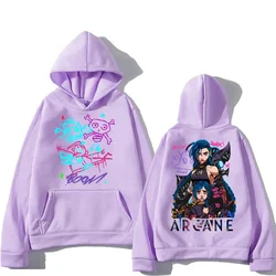 Arcane Jinx Hoodies Man Women Harajuku Clothing Hot Anime Arcane Pullovers Unisex Oversized Sweatshirt Fall Y2K Dark Sudaderas