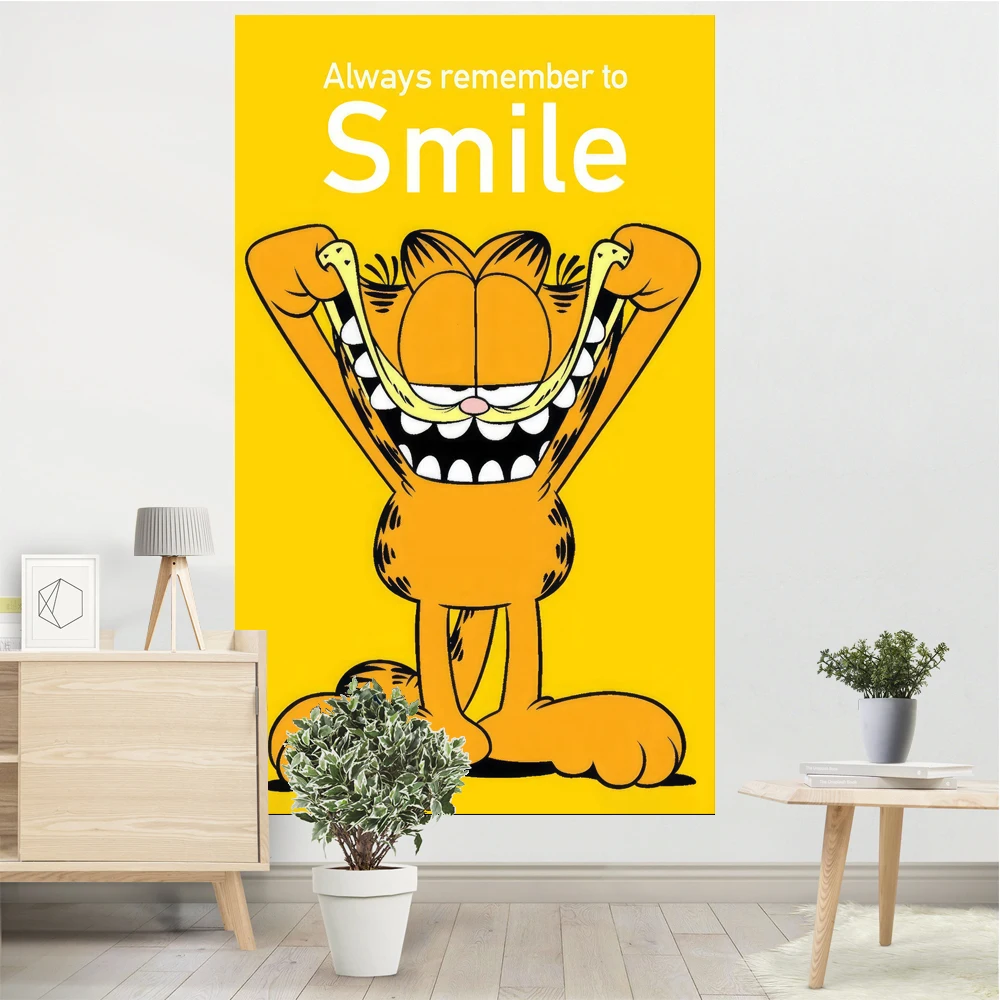 Fat Cat Tapestry Cartoon Funny Animal Print Poster Two Cat Story Movie Student Dormitory Room Wall Hanging