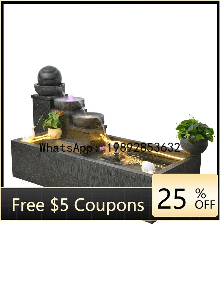 

Z4 Fountain Water Ornament Modern Humidification Wealth-Attracting Water Feature Outdoor Balcony Floor Fish Tank Decoration