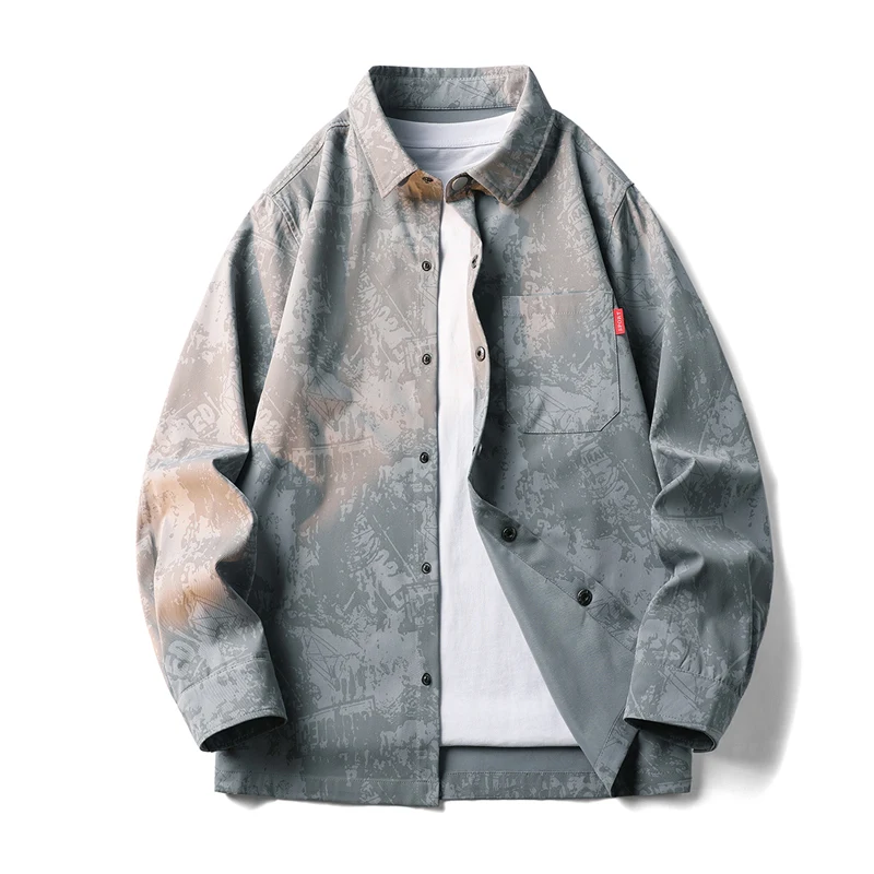 2026 Spring men Casual Fashion Thick Shirts Men's Long Sleeve Shirt  Youth Trendy Top Men Loose Large size Sports Shirt Jacket