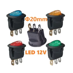 4pcs LED 12V illuminated Ф20mm Car Dashboard Mini Round Rocker Switch Boat Push Button O - Power On-Off Seesaw Switch