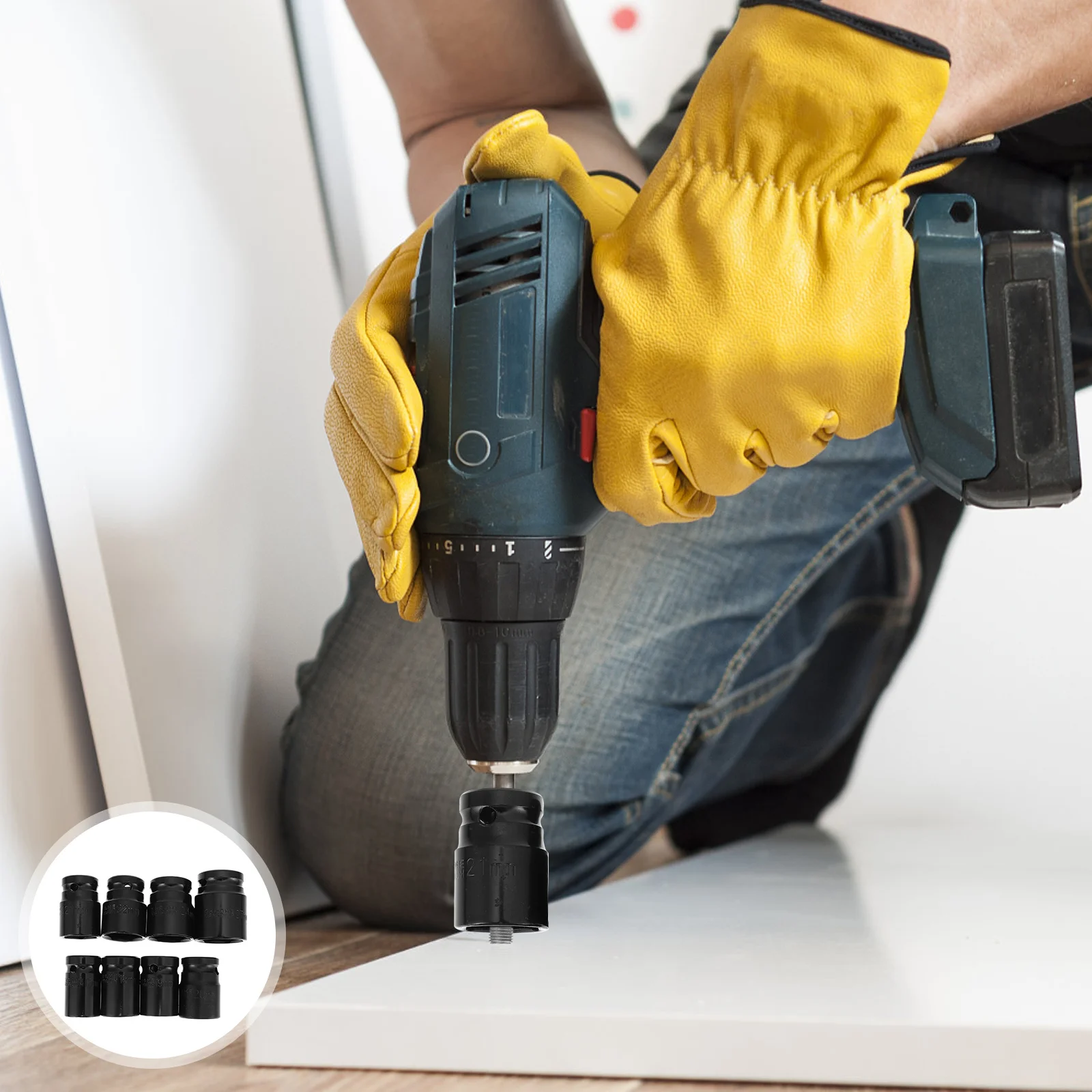 

8Pcs Impact Socket Set Pneumatic Electric Wrench Hexagon Drive Short Heavy Duty Chrome Vanadium Steel Air Sockets