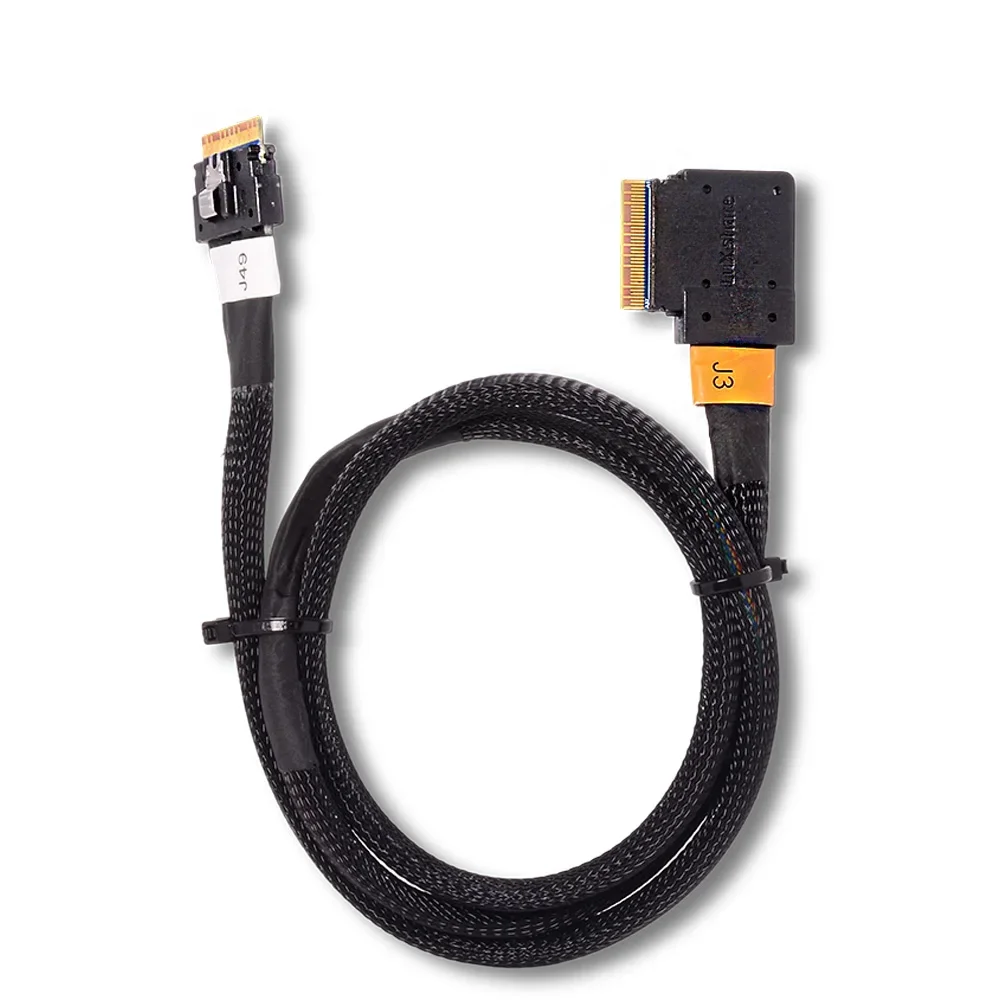 90 Degrees SlimSAS SFF-8654 8i To 8i Right Angle Cable PCIe 4.0 SAS 4.0 24Gbps NVMe Server Array Card Data Cable 80cm