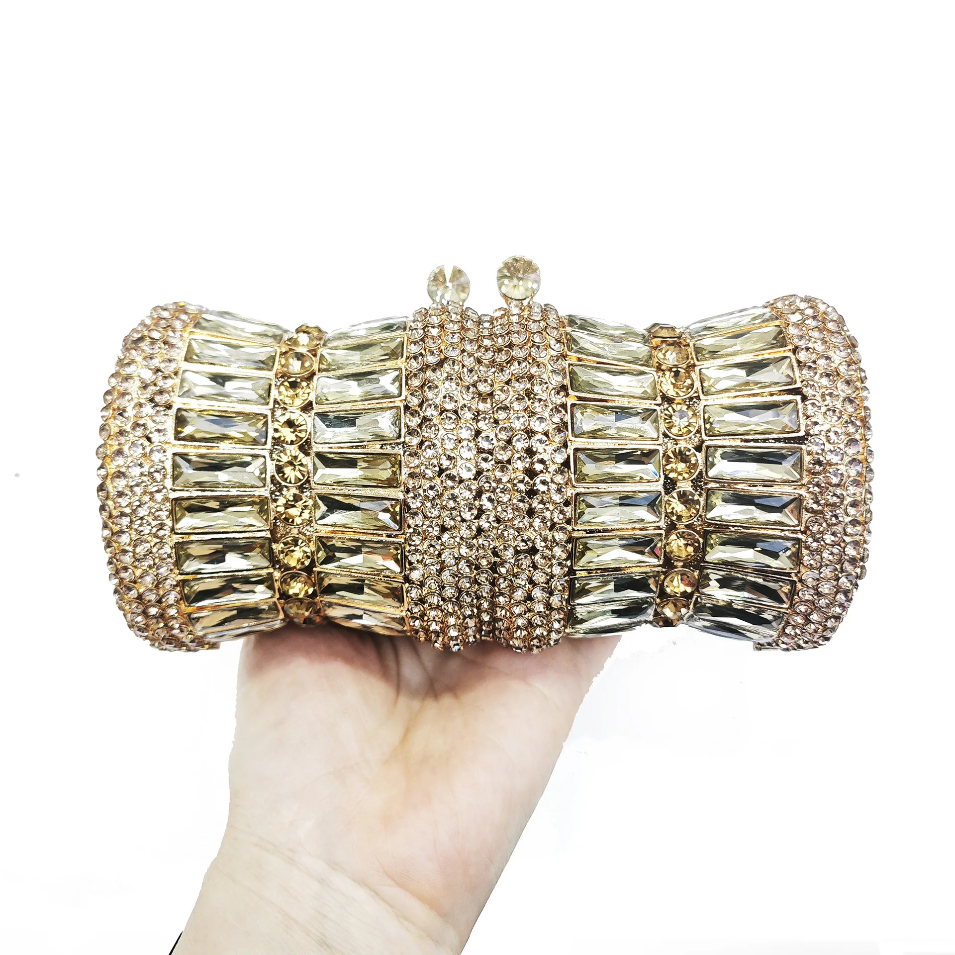 Crystal Bags Diamond Cylinder Glass Flower Dinner Bag Banquet Hollow Diamond Handbag Women's Bag