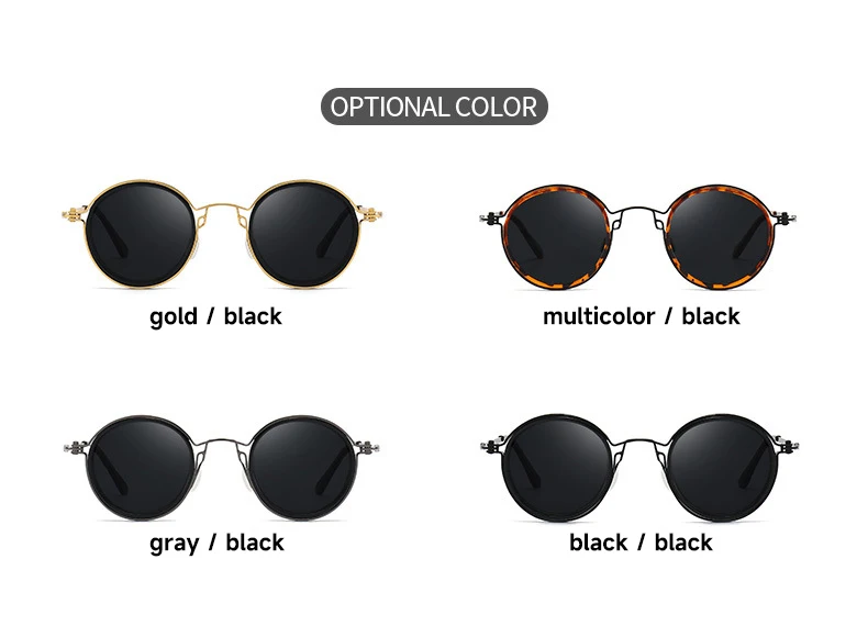 Neue 2026 Vintage Polarisierte Sonnenbrille für Herren Runde Retro-Sonnenbrille Hochwertige Legierung Brillen zum Fahren und Angeln – Detail 7