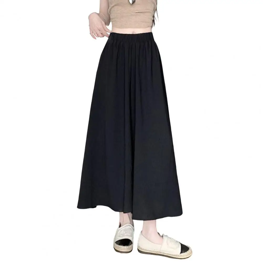Повседневные юбки для поездок на работу. Стильные женские эластичные широкие брюки с высокой талией. Юбка для работы и отпуска. Однотонная повседневная юбка для школы.