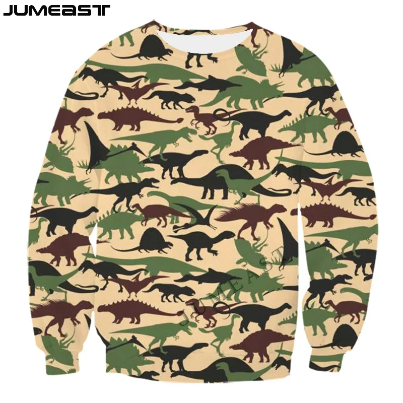 Jumeast Y2k Men Women 3D Printed Sweatshirt Hunting Dinosaur Camouflage Long Sleeve Fashion T Shirt Sport Pullover Tops Tees