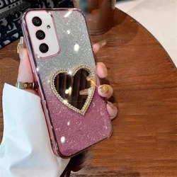A54 5G Diamond Mirror Heart Case For Samsung A55 A35 A25 A15 A05 A54 A34 A24 A14 A13 A23 A33 A53 A73 Gradient Glitter Soft Cover