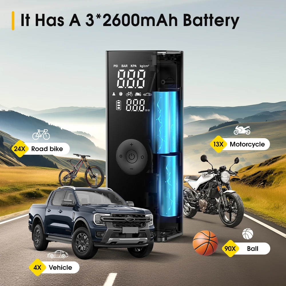 CARSUN Portable Wireless Tyre Air Pump Portable Car Air Compressor For Motorcycles Pickup Truck Super Power Inflatable Pump