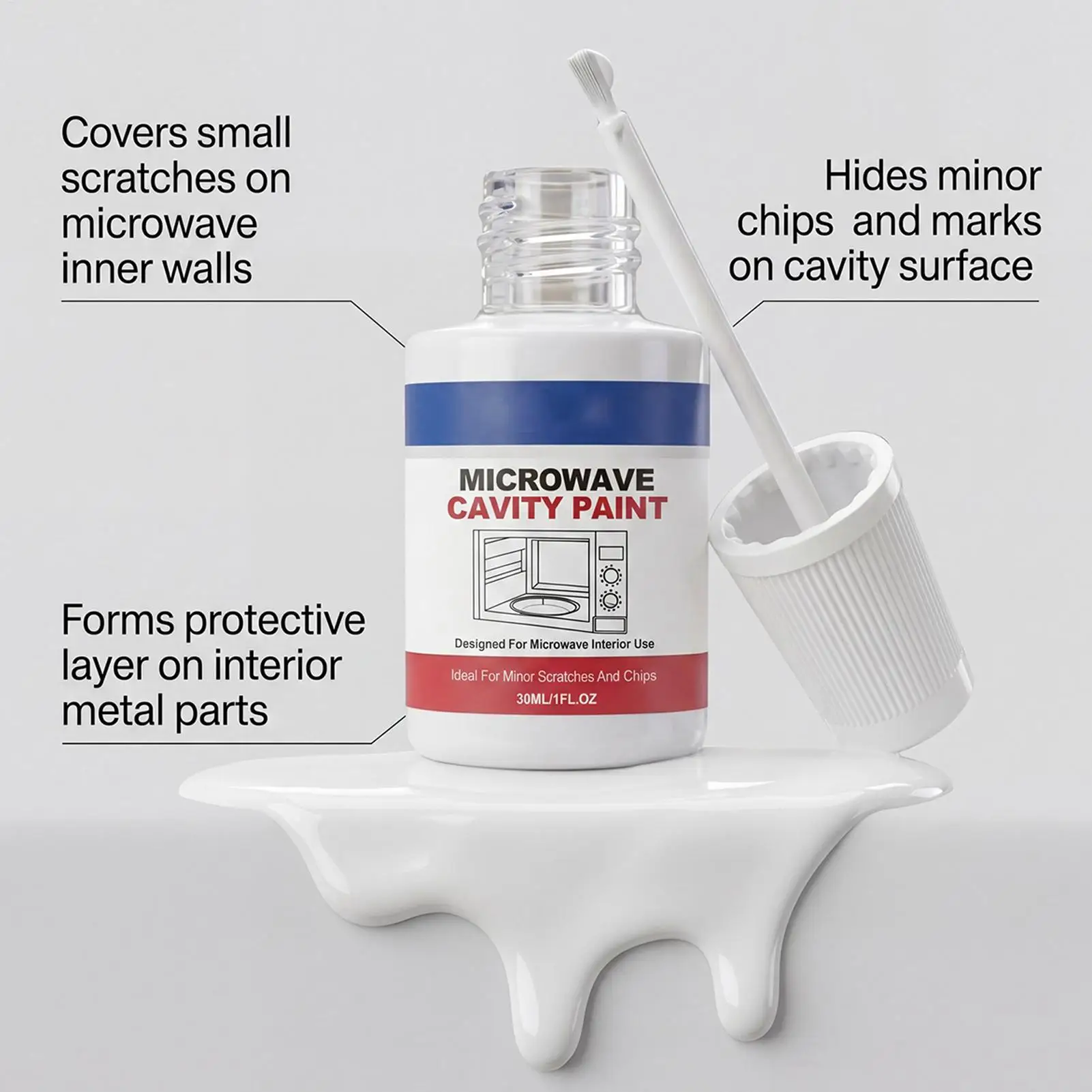 30ml Microwave Interior Cavity Paint Appliance Repair Touchup High Gloss Microwave Coating for Home Kitchen Apartment Restaurant view 5