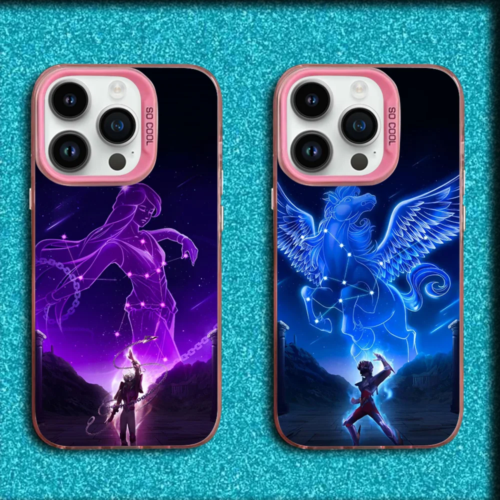 

S-Saint Seiya Knights Phone Case For iPhone 16,15,14,13,12,11,Mini,Pro,MAX Pink Matte Silicone Cover