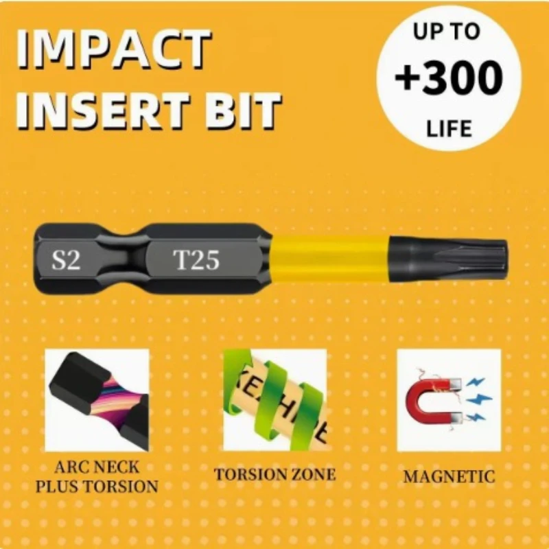 Impact Magnetic Screwdriver Bit,S2 Alloy Steel 25-50mm Power Bit Set Electric screwdriver head ﻿
