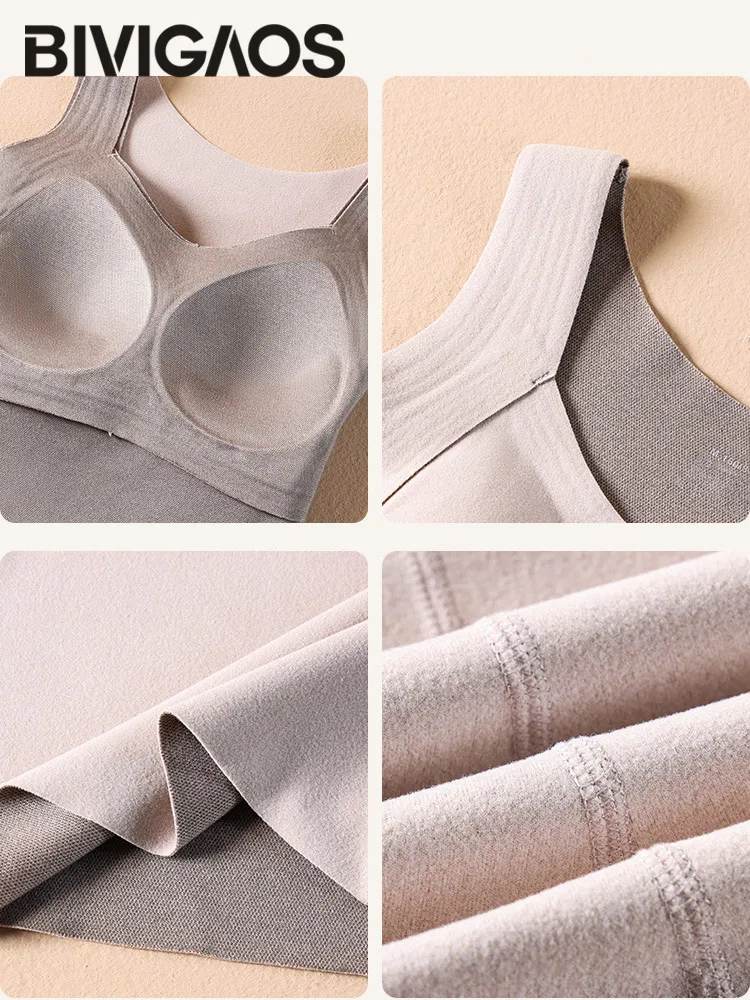 BIVIGAOS Herfst Winter Grafeen Bh + Vest Top Quick Heat Bottom Shirt Vrouwen Met Borst Pads Warm Ondergoed Zachte afslanken Tank Top