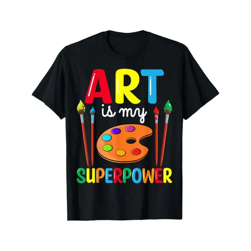 

Unisex Artist T-shirt, Humorous "Art is my Superpower" Graphic Tee, Creative Painter Palette Casual Top Gift