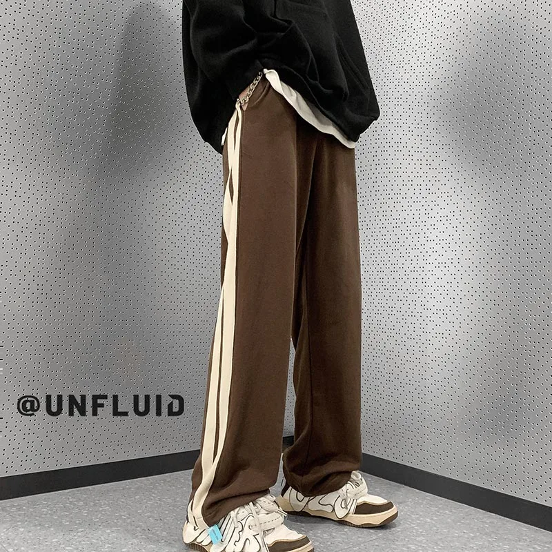 

Trendy American Splice Men's Casual Pants Spring Autumn Side Stripe Sports Loose Straight Leg Long Trousers Faionable