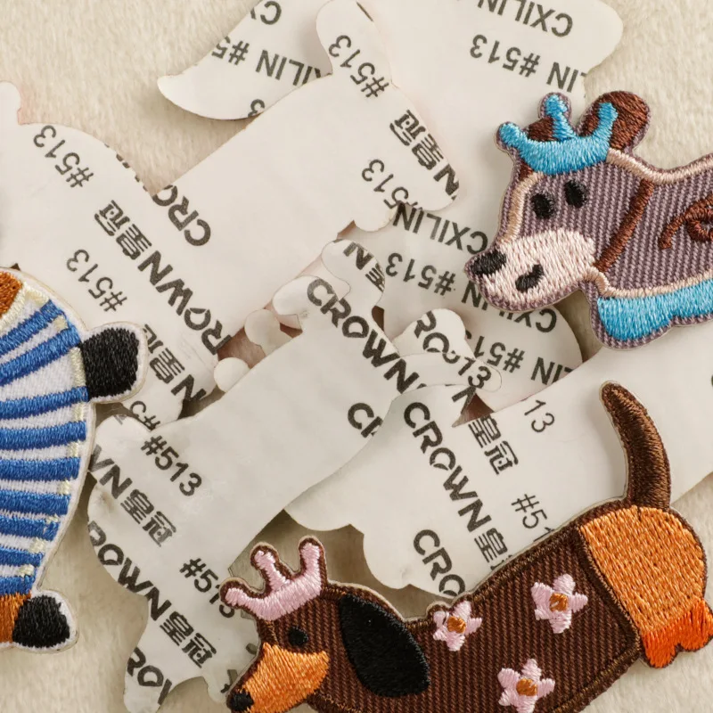 12 Stück selbstklebende Aufnäher für Kleidung, zum Aufbügeln, Hund, Tier, bestickte Jacken, Kinder, Nähen, niedliche Aufkleber, Packung, Stoffe, Mädchen – Detail 7