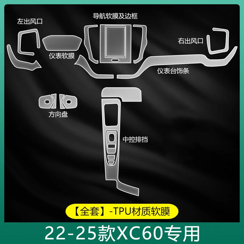 Film protecteur Transparent en Tpu pour Volvo XC60 22-25, autocollant pour écran de console centrale, accessoires de décoration intérieure de voiture