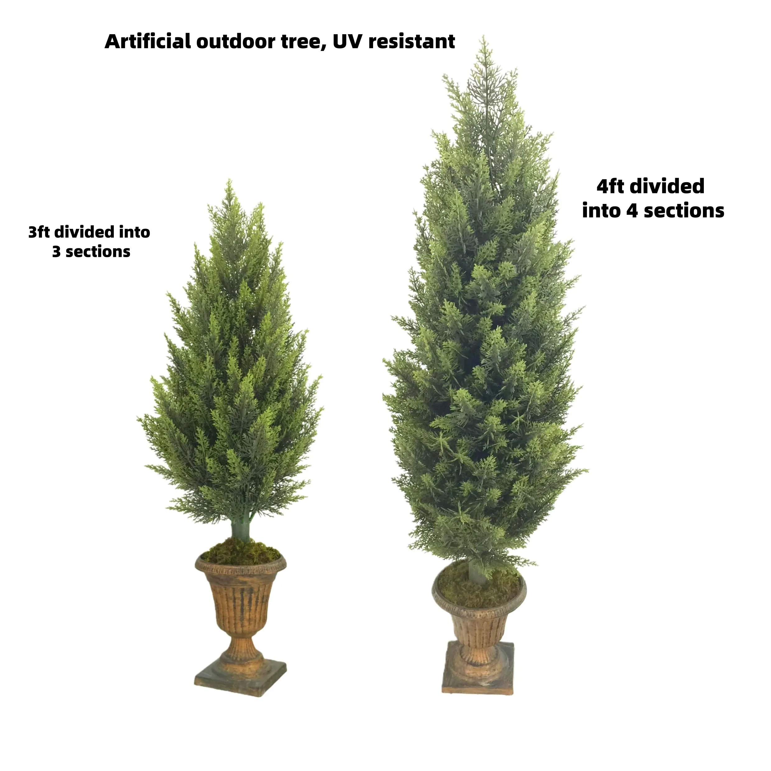 Artificial Plastic Outdoor Tree Realistic Green Cypress Garden Decor Patio Decoration Sun Shading UV Resistant Eco-Friendly Easy