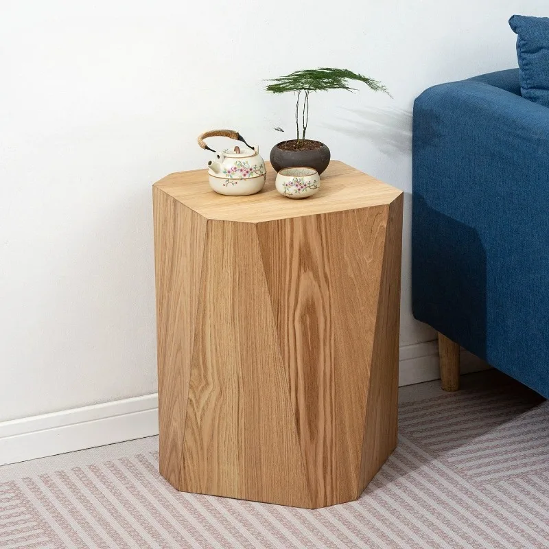 

Nordic Creative Octagonal Side Table Minimalist Solid Wood Coffee Tables Bedroom Nightstand for Home Living Room Plant Base
